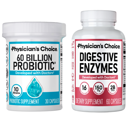 Physician's CHOICE - Optimal Gut Health Bundle: 60 Billion Probiotics + Digestive Enzymes for Digestive Comfort and Immune Support