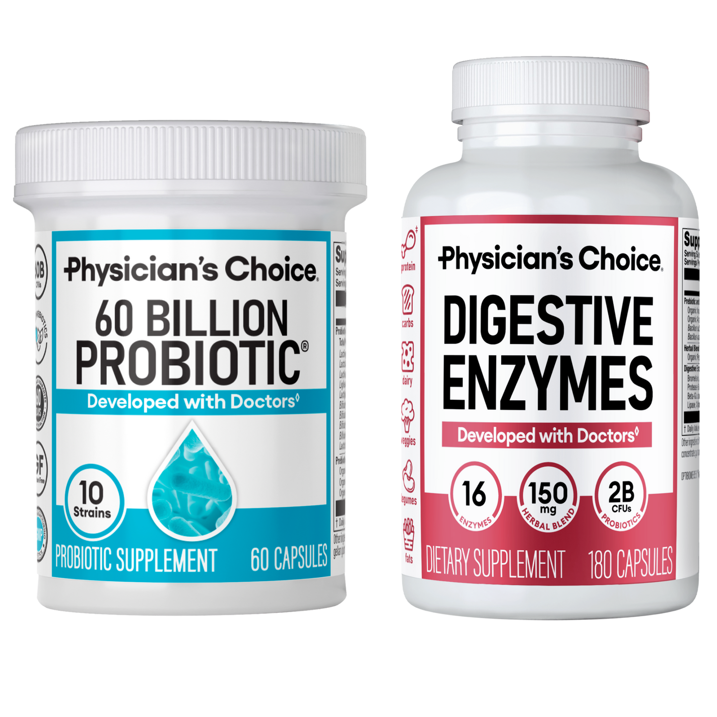 Physician's CHOICE - Optimal Gut Health Bundle: 60 Billion Probiotics + Digestive Enzymes for Digestive Comfort and Immune Support