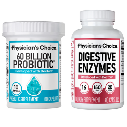 Physician's CHOICE - Optimal Gut Health Bundle: 60 Billion Probiotics + Digestive Enzymes for Digestive Comfort and Immune Support