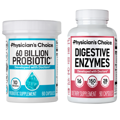 Physician's CHOICE - Optimal Gut Health Bundle: 60 Billion Probiotics + Digestive Enzymes for Digestive Comfort and Immune Support